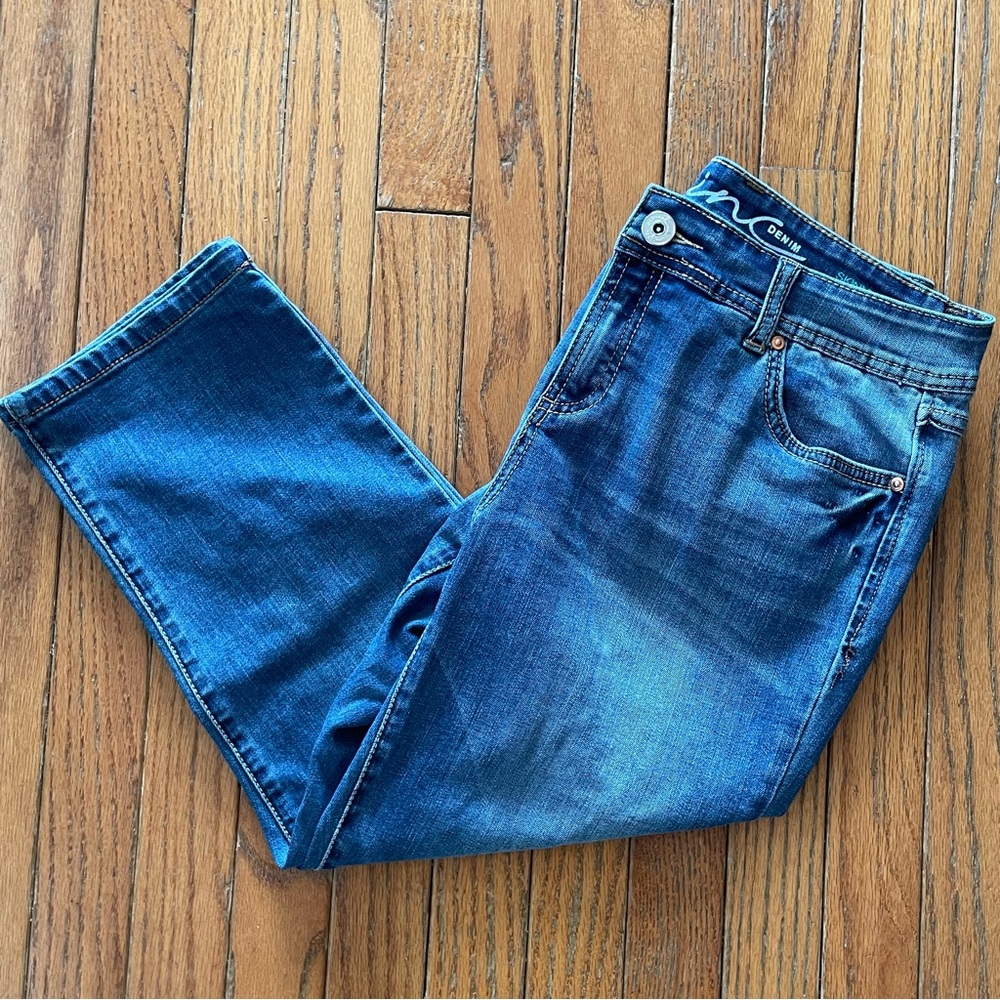 INC International Concepts Blue Denim Skinny Leg Jeans Crop Size 10P